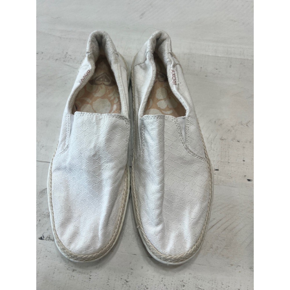 Roxy Talli Canvas White Textile Slip On Sneakers Womens Size 8 Casual Flats